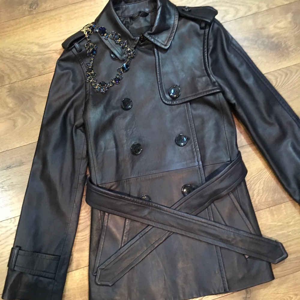 NWT “FRENCH BLUE” COACH LEATHER TRENCH COAT LINED & SOFT (size 2) - Picture 8 of 12